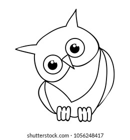  isolated, cartoon owl, coloring book