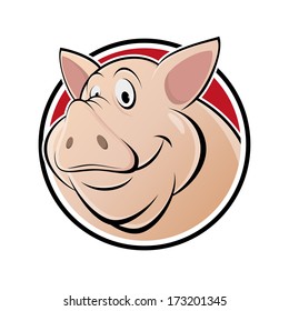 Einzelkartoon-Schwein auf einem Schild