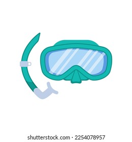 Isolated cartoon rubber mask for scuba diving. Vector illustration mask for swimming on white background. Water sports equipment concept