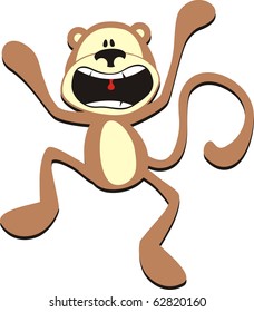 isolated cartoon screaming monkey, individual objects very easy to edit