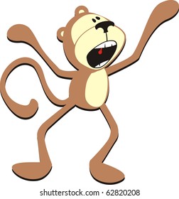 isolated cartoon screaming monkey, individual objects very easy to edit