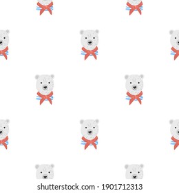 Dibujo aislado sin fisuras con adorno de oso de marinero lindo doodle. Con el fondo. Diseño sencillo. Ilustración vectorial para impresiones textiles estacionales, tela, carteles, telas de fondo y papel pintado.