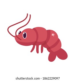 Caricatura aislada de un camarón - Ilustración vectorial