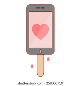 Isolated cartoon smartphone popsicle