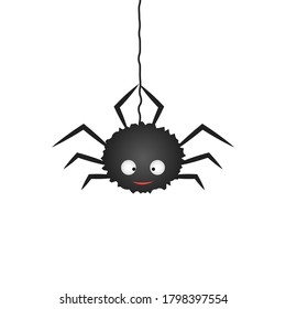 Isolated cartoon spider on a white background. Vector flat illustration.