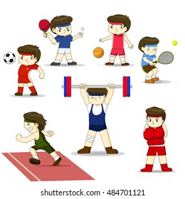Isolated cartoon sport vector set