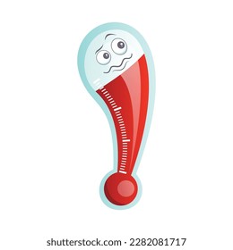 Isolated cartoon thermometer character with a fever vector graphic illustration