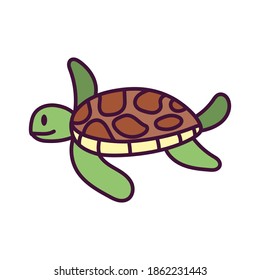 Isolated cartoon of a turtle - Vector illustration