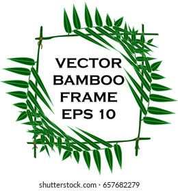 Isolated cartoon vector frame of bamboo branches tied with a rope. Used to decorate products in the style of cultures of Asia - China, Korea, Japan, Thailand, and India