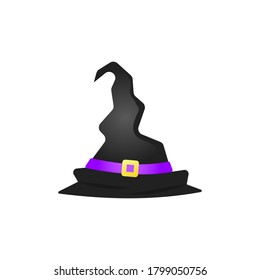 Isolated cartoon witch hat on a white background. Vector flat illustration.