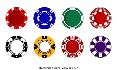 Isolated Casino Chips illustration design, Gamble graphic elements, Entertainment clip art, Poker Chips, Editable vector stock