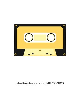 Isolated cassette tape icon. Music symbol. Vector illustration in retro style
