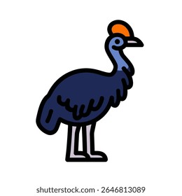 Isolado cassowary bancas perfil desenho animado vetor plano pássaro ilustração