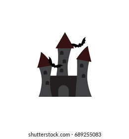 Isolated Castle Flat Icon. Fortress Vector Element Can Be Used For Fortress, Castle, Halloween Design Concept.