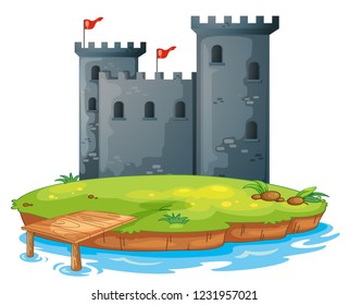 Isolated castle on white background illustration