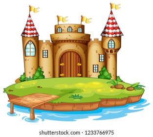 Isolated castle on white background illustration