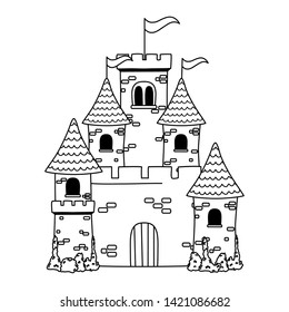 Isolated castle with pennants design