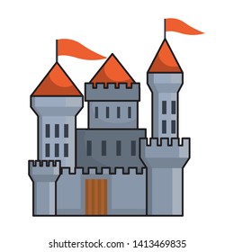 Isolated castle with pennants design vector illustration