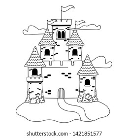 Isolated castle with pennants design vector illustration