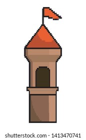 Isolated castle tower with pennants design vector illustration