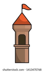 Isolated castle tower with pennants design vector illustration
