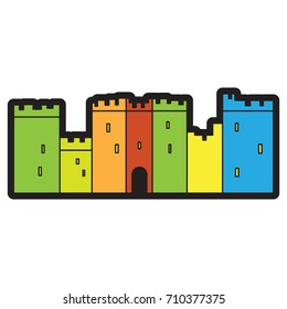 Isolated castle toy on a white background, Vector illustration