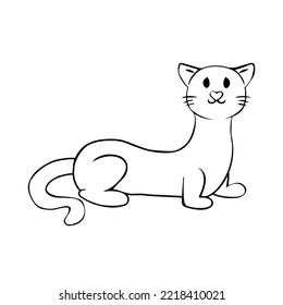 Isolated cat black draw line vector illustration