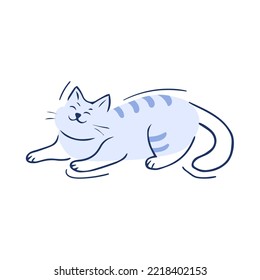 Isolated cat blue silhouette draw vector illustration