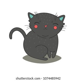 Isolated cat cartoon style vector image. Great for nursery design, birthday cards etc.