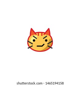 Isolated Cat Face with wry-smile Emoji, Emoticon, Vector Icon, Pictogram - Vector