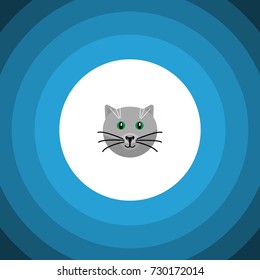 Isolated Cat Flat Icon. Kitty Vector Element Can Be Used For Cat, Pussy, Kitty Design Concept.