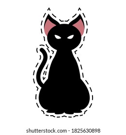 Isolated cat halloween october scary icon sticker- Vector
