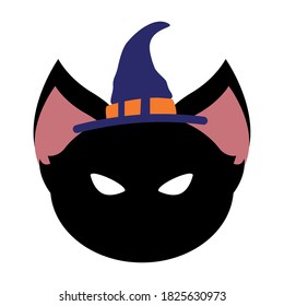 Isolated cat hat witcher halloween october scary icon- Vector