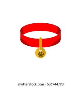 Isolated Cat Necklace Flat Icon. Kitty Collar Vector Element Can Be Used For Cat, Collar, Necklace Design Concept.
