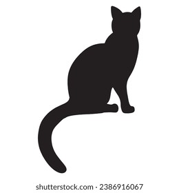 Isolated cat on the white background. Cat silhouettes. 