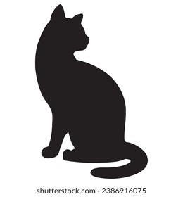 Isolated cat on the white background. Cat silhouettes. 