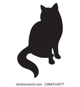 Isolated cat on the white background. Cat silhouettes. 