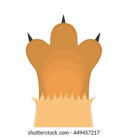 Isolated cat paw with nails, Vector illustration