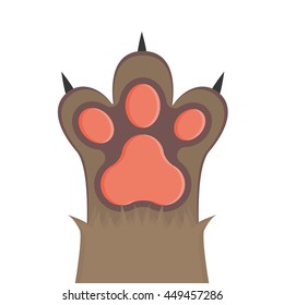 Isolated cat paw with nails, Vector illustration