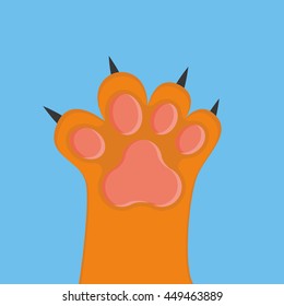 Isolated cat paw with nails, Vector illustration