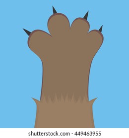 Isolated cat paw with nails, Vector illustration