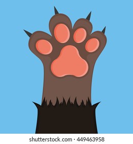 Isolated cat paw with nails, Vector illustration