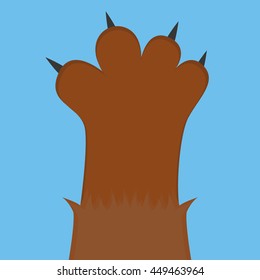 Isolated cat paw with nails, Vector illustration