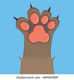Isolated cat paw with nails, Vector illustration