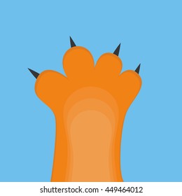 Isolated cat paw with nails, Vector illustration