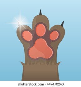 Isolated cat paw with nails, Vector illustration