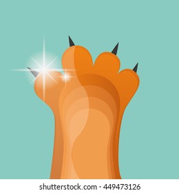 Isolated cat paw with nails, Vector illustration