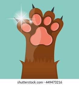 Isolated cat paw with nails, Vector illustration