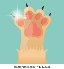 Isolated cat paw with nails, Vector illustration