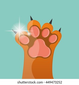 Isolated cat paw with nails, Vector illustration